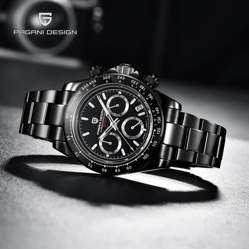 PAGANI DESIGN 2023 New Black Mens Watches Brand Luxury Quartz Watch For Men Chronograph Sports Waterproof Luminous Reloj Hombre