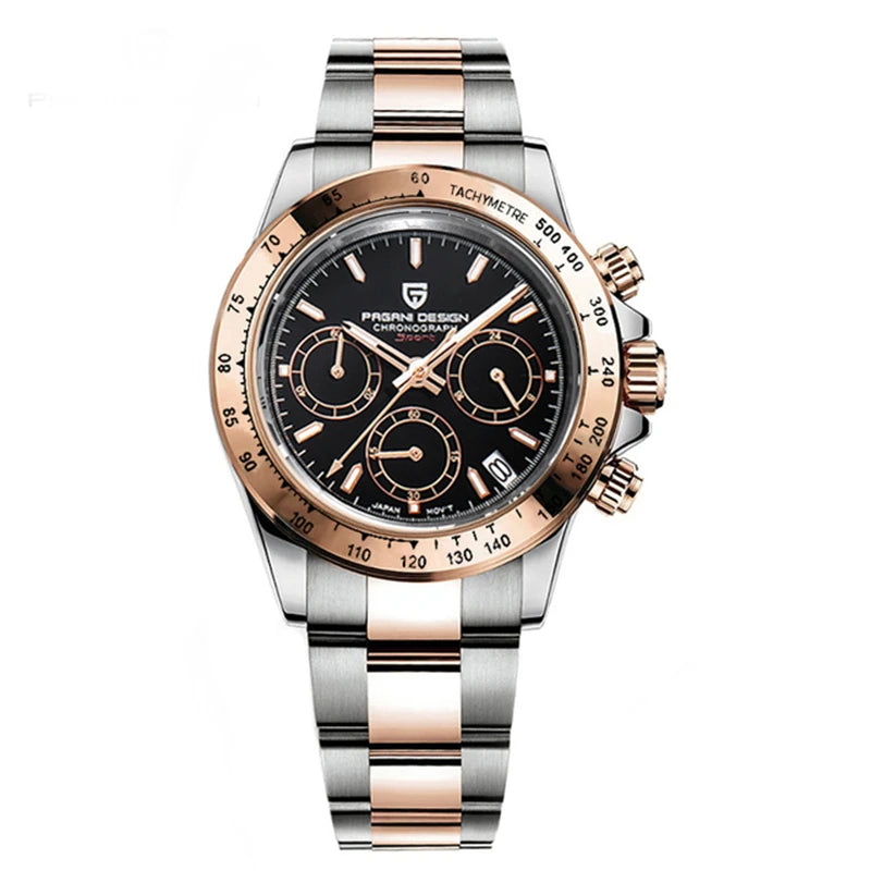 PAGANI DESIGN 2023 New Black Mens Watches Brand Luxury Quartz Watch For Men Chronograph Sports Waterproof Luminous Reloj Hombre