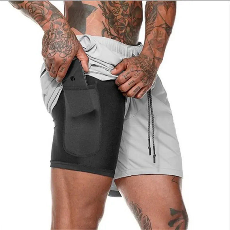 2025 Summer Running Shorts Men 2 in 1 Sports Jogging Fitness Shorts Training Quick Dry Mens Gym Men Shorts Sport gym Short Pants