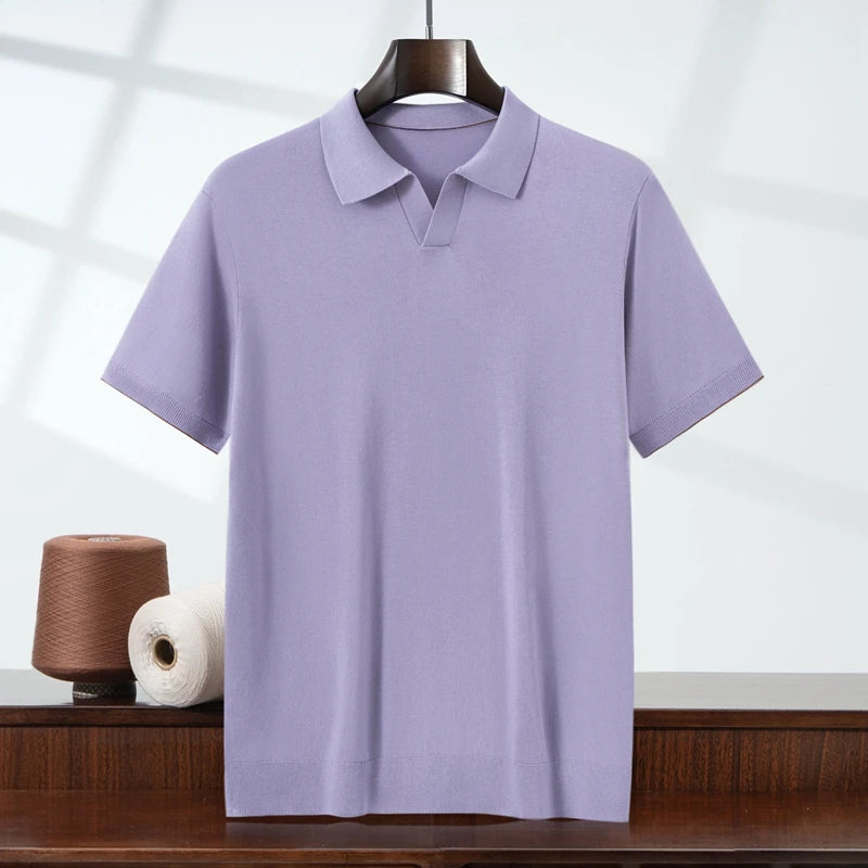 MVLYFLRT Summer New Thin Short Sleeved Men's 100% Lyocell POLO Collar Pullover T-shirt Casual Business Men's Clothing