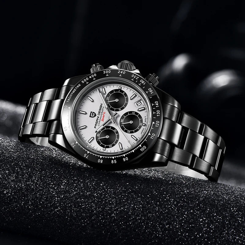 PAGANI DESIGN 2023 New Black Mens Watches Brand Luxury Quartz Watch For Men Chronograph Sports Waterproof Luminous Reloj Hombre