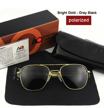 AO Sunglasses Polarized Lens Man Woman USA Army Military Aviation Pilot Sunglasses Luxury Brand Retro Titanium Frames