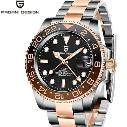 New PAGANI DESIGN PD-1662 V5 Men Mechanical Watch Luxury Ceramic Bezel Automatic Watch 10bar Waterproof Sapphire Glass GMT Watch