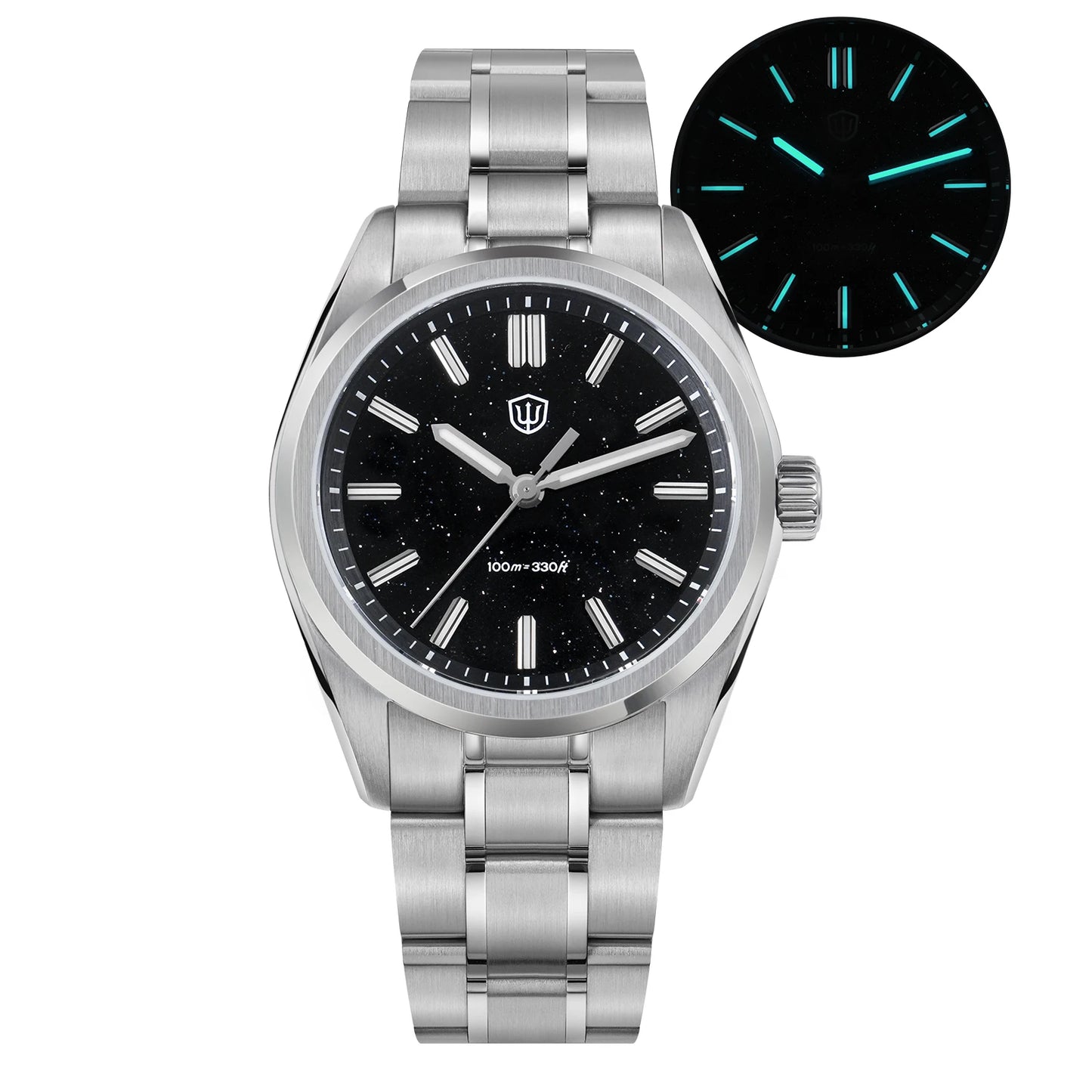 Watchdives WD0003B ‌Aventurine Dial Watch VH31 Quartz Movement Sapphire Crystal BGW9 Luminous 100m Waterproof 36mm Vintage Watch