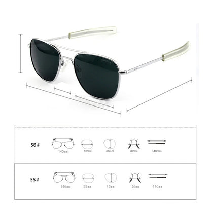 RE Sunglasses Man Woman USA Army Military Aviation Pilot Sunglasses Glass Lens Luxury Brand Retro Titanium Frame High Quality