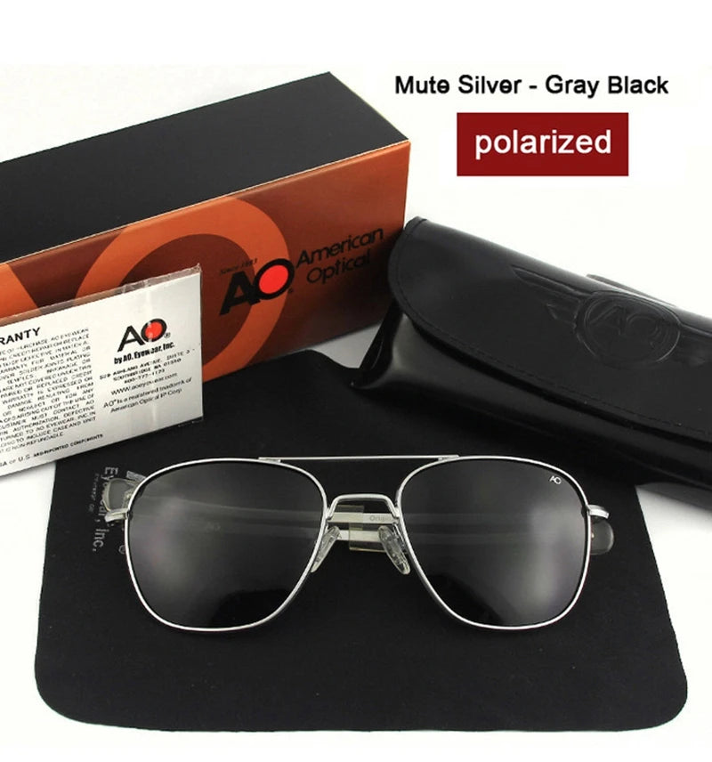 AO Sunglasses Polarized Lens Man Woman USA Army Military Aviation Pilot Sunglasses Luxury Brand Retro Titanium Frames