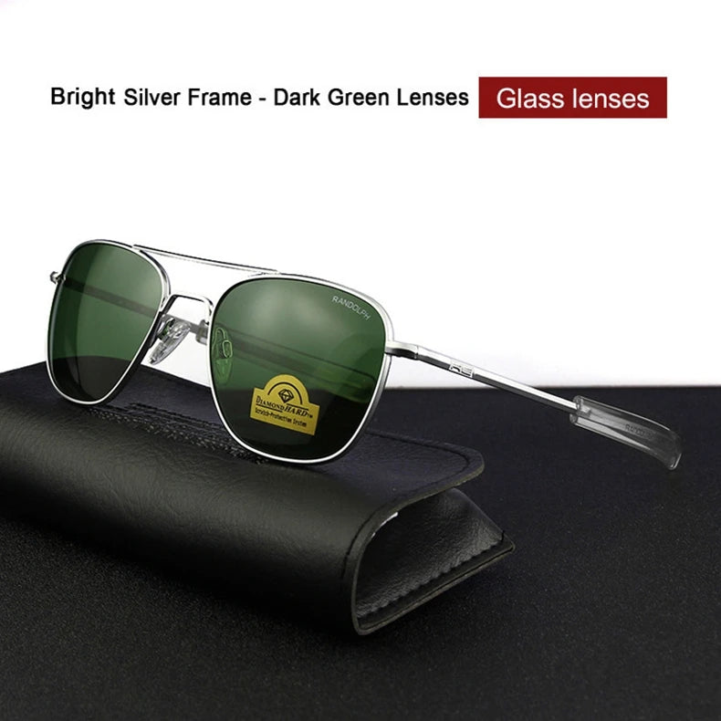 RE Sunglasses Man Woman USA Army Military Aviation Pilot Sunglasses Glass Lens Luxury Brand Retro Titanium Frame High Quality
