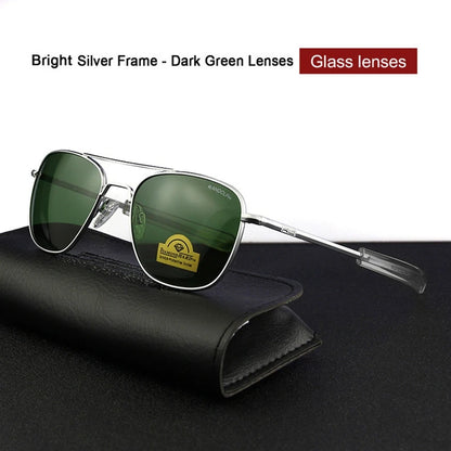 RE Sunglasses Man Woman USA Army Military Aviation Pilot Sunglasses Glass Lens Luxury Brand Retro Titanium Frame High Quality