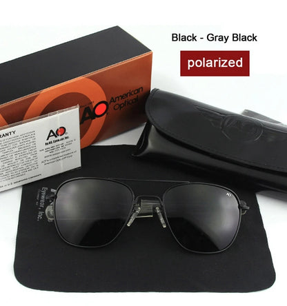 AO Sunglasses Polarized Lens Man Woman USA Army Military Aviation Pilot Sunglasses Luxury Brand Retro Titanium Frames