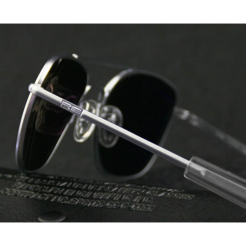 RE Sunglasses Man Woman USA Army Military Aviation Pilot Sunglasses Glass Lens Luxury Brand Retro Titanium Frame High Quality