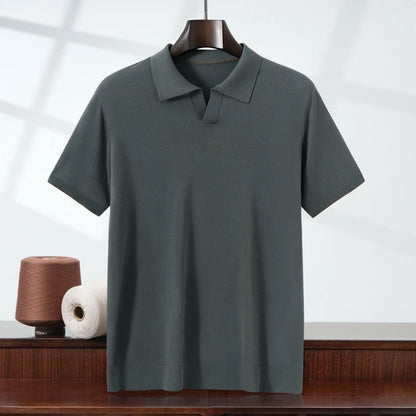 MVLYFLRT Summer New Thin Short Sleeved Men's 100% Lyocell POLO Collar Pullover T-shirt Casual Business Men's Clothing