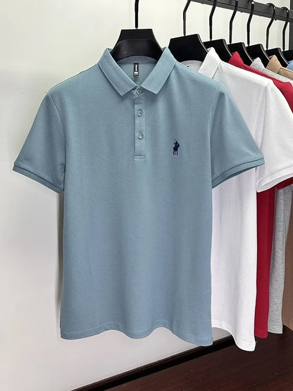 Cotton Breathable Short Sleeve T-shirt Men Luxury Brand Embroidery Loose Relaxed Summer Fashion Business Paul POLO Shir