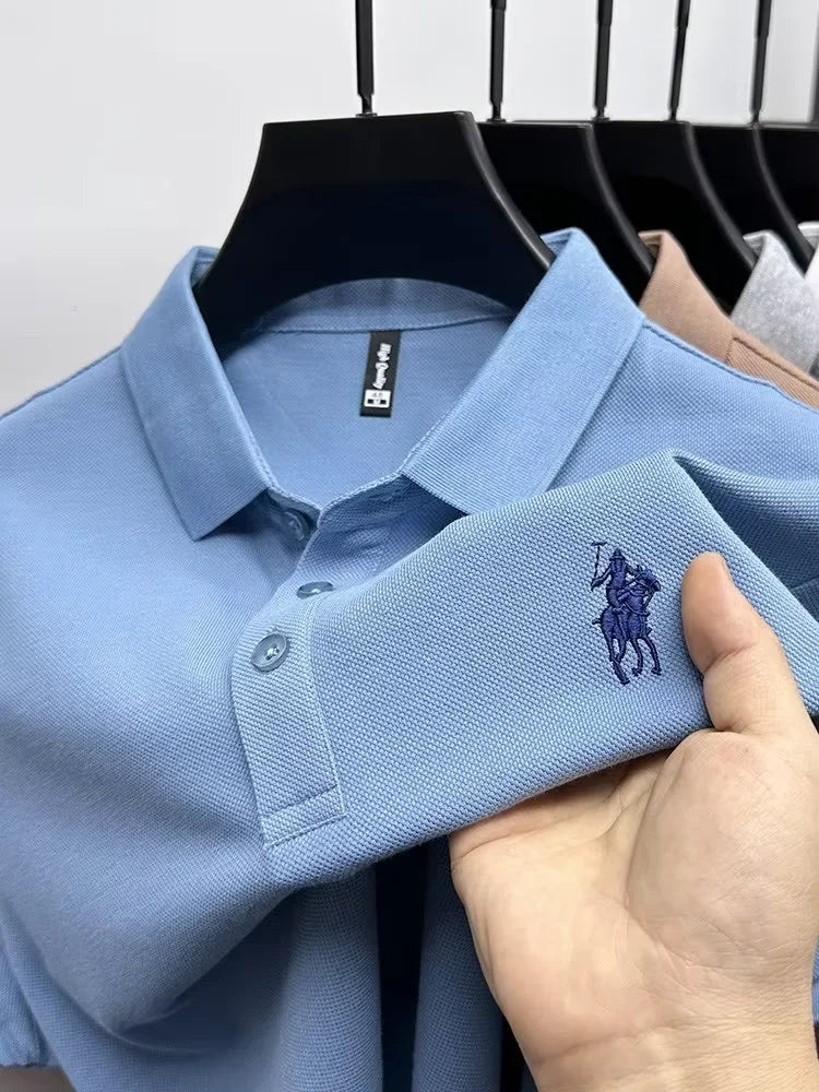 Cotton Breathable Short Sleeve T-shirt Men Luxury Brand Embroidery Loose Relaxed Summer Fashion Business Paul POLO Shir