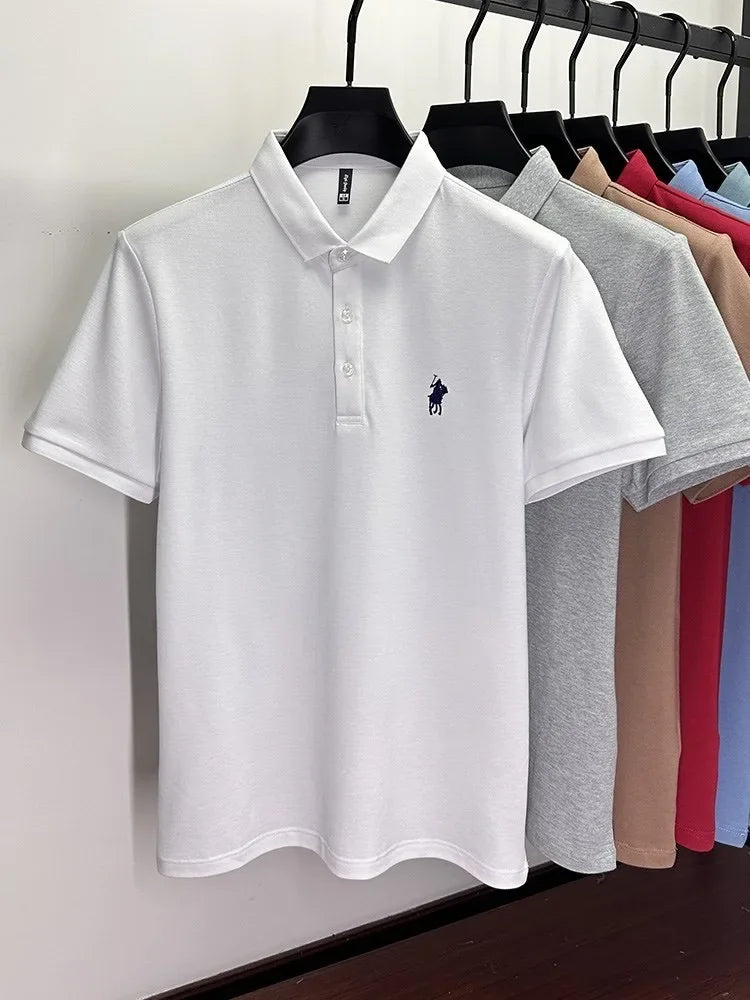 Cotton Breathable Short Sleeve T-shirt Men Luxury Brand Embroidery Loose Relaxed Summer Fashion Business Paul POLO Shir