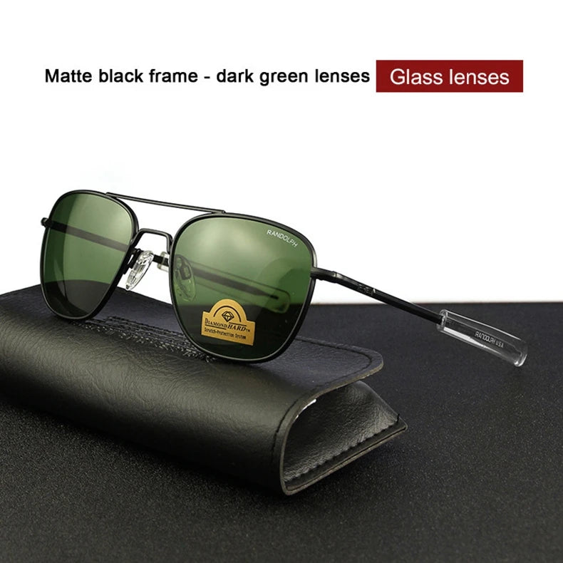RE Sunglasses Man Woman USA Army Military Aviation Pilot Sunglasses Glass Lens Luxury Brand Retro Titanium Frame High Quality