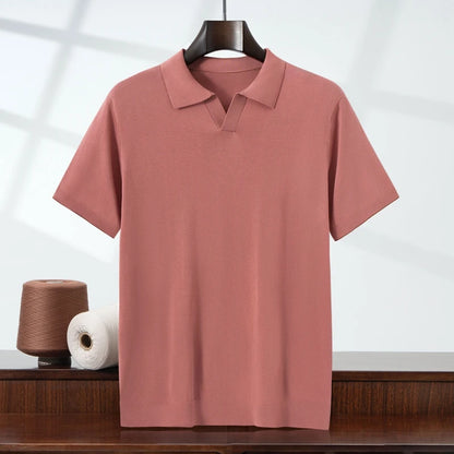 MVLYFLRT Summer New Thin Short Sleeved Men's 100% Lyocell POLO Collar Pullover T-shirt Casual Business Men's Clothing