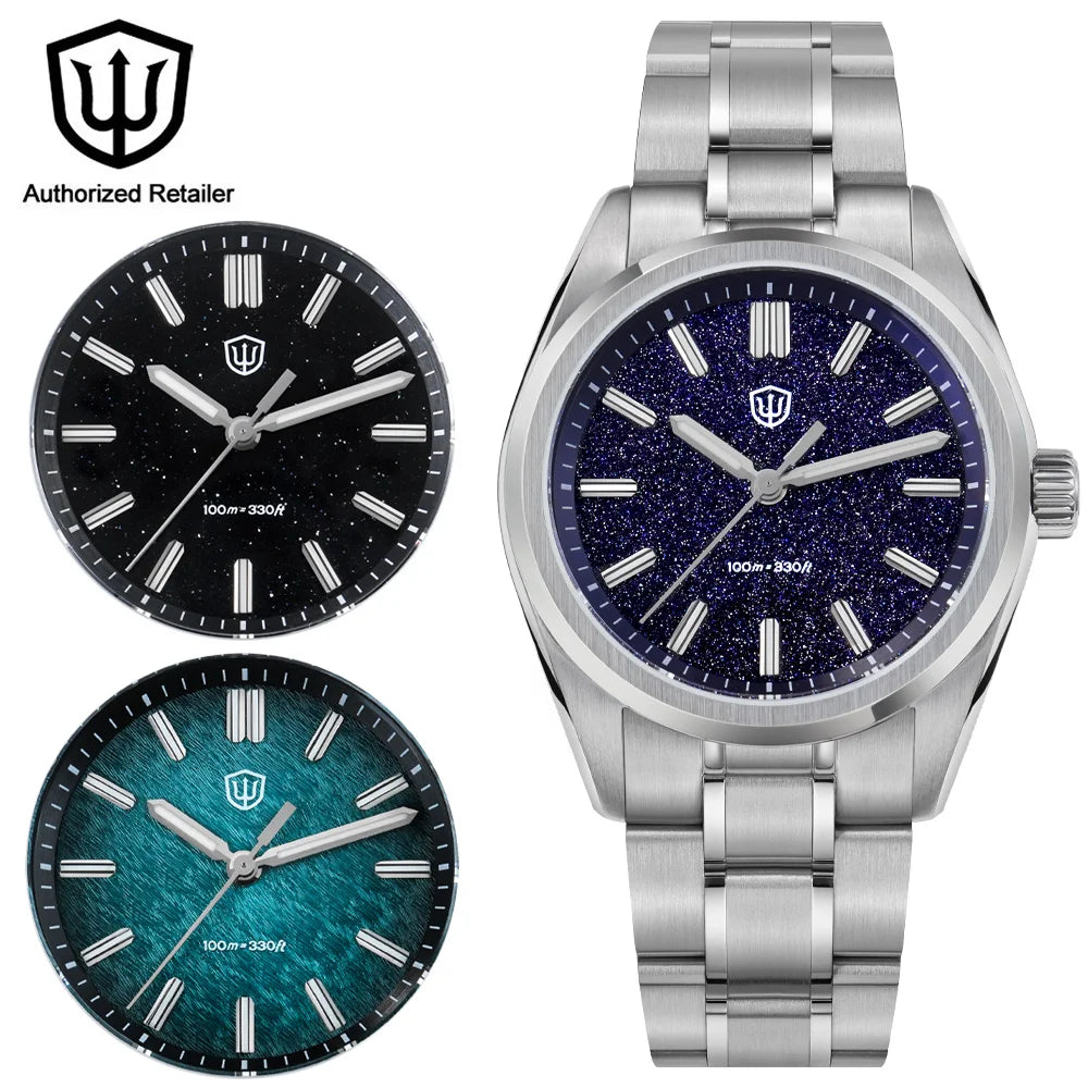 Watchdives WD0003B ‌Aventurine Dial Watch VH31 Quartz Movement Sapphire Crystal BGW9 Luminous 100m Waterproof 36mm Vintage Watch