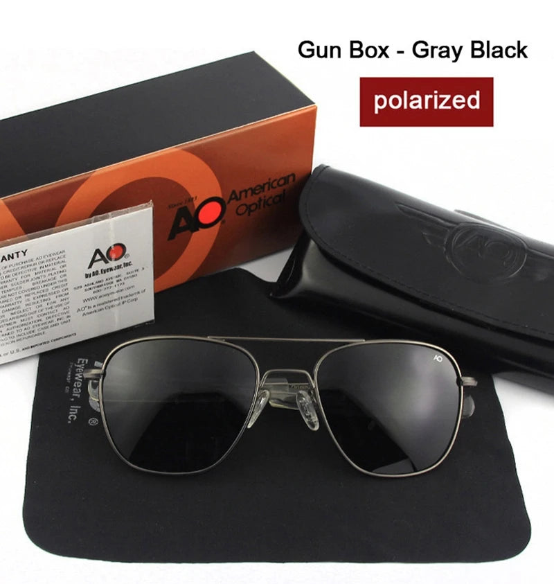AO Sunglasses Polarized Lens Man Woman USA Army Military Aviation Pilot Sunglasses Luxury Brand Retro Titanium Frames