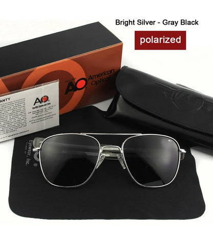 AO Sunglasses Polarized Lens Man Woman USA Army Military Aviation Pilot Sunglasses Luxury Brand Retro Titanium Frames